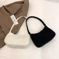 Winter Corduroy Underarm Bag Casual Women Shoulder Bags Travel Pouch