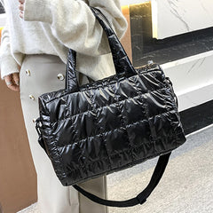 Winter Quilted Crossbody Bag for Women Nylon Shopper