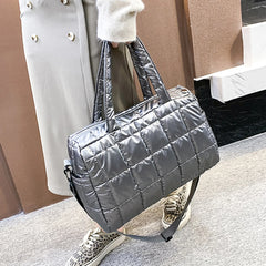 Winter Quilted Crossbody Bag for Women Nylon Shopper