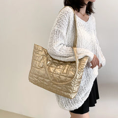 Cotton Padded Shoulder Bag Women Quilted Handbag Ladies Tote Purse