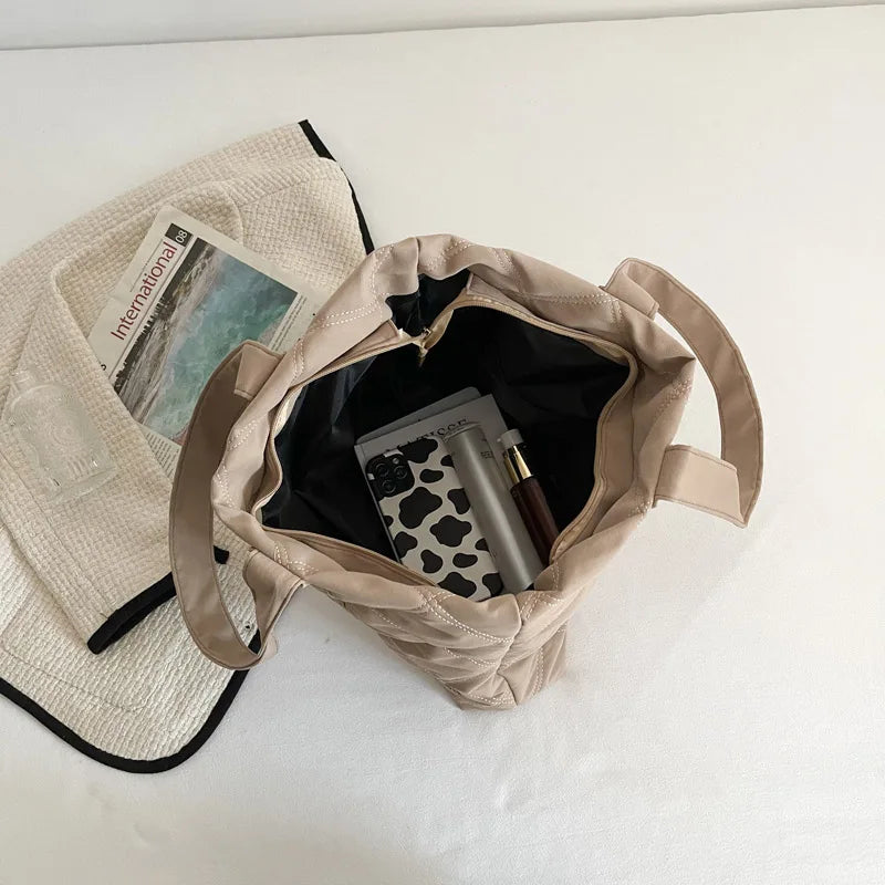 Winter Cotton Shopper Shoulder Bag For Women Large Capacity Shopping Bags
