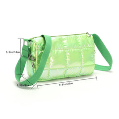 Winter Quilted Crossbody Bag Check Messenger Soft Nylon Portable