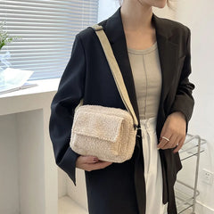 Winter Fluffy Shoulder Bag For Women Small Plush Handbag Crossbody Bag