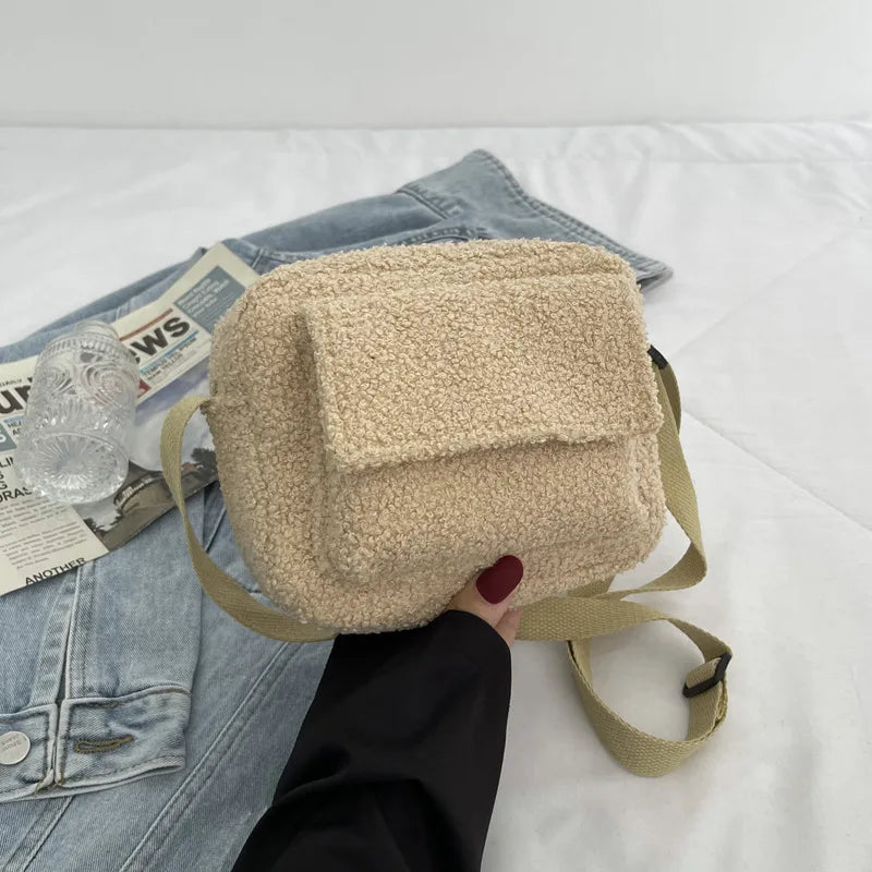 Winter Fluffy Shoulder Bag For Women Small Plush Handbag Crossbody Bag