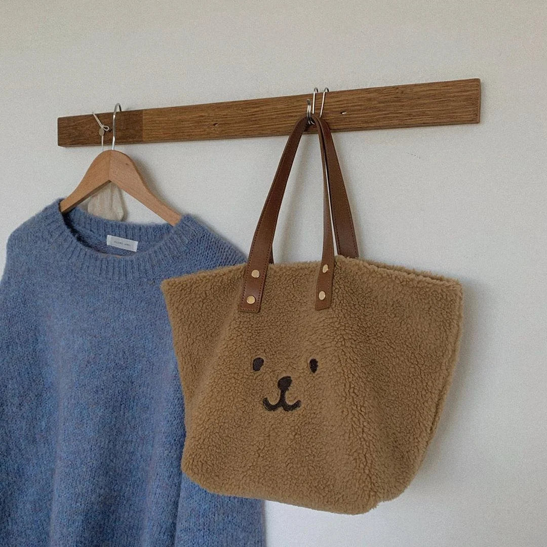 Winter Women Soft Plush Tote Bag Solid Ladies Furry Shopping Handbags