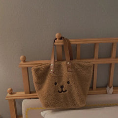 Winter Women Soft Plush Tote Bag Solid Ladies Furry Shopping Handbags