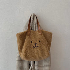 Winter Women Soft Plush Tote Bag Solid Ladies Furry Shopping Handbags