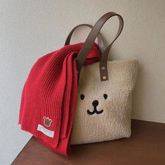 Winter Women Soft Plush Tote Bag Solid Ladies Furry Shopping Handbags