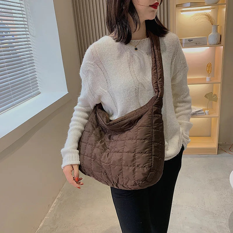 Winter Down Shoulder Bags Large Capacity Hobos Bag For Women