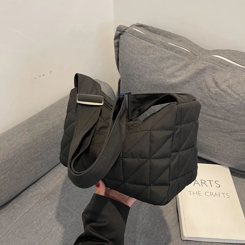 Winter Quilted Hobo Bag Women Shoulder Handbag