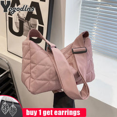 Winter Quilted Hobo Bag Women Shoulder Handbag