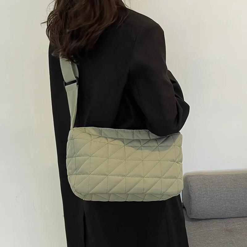 Winter Quilted Hobo Bag Women Shoulder Handbag