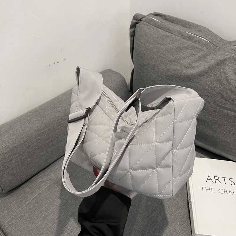Winter Quilted Hobo Bag Women Shoulder Handbag