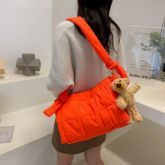 Winter Down cotton Green Messenger Bag Large Capacity Female Shoulder Crossbody