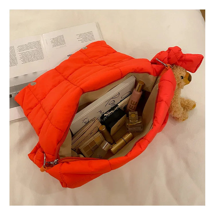 Winter Down cotton Green Messenger Bag Large Capacity Female Shoulder Crossbody