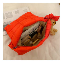 Winter Down cotton Green Messenger Bag Large Capacity Female Shoulder Crossbody