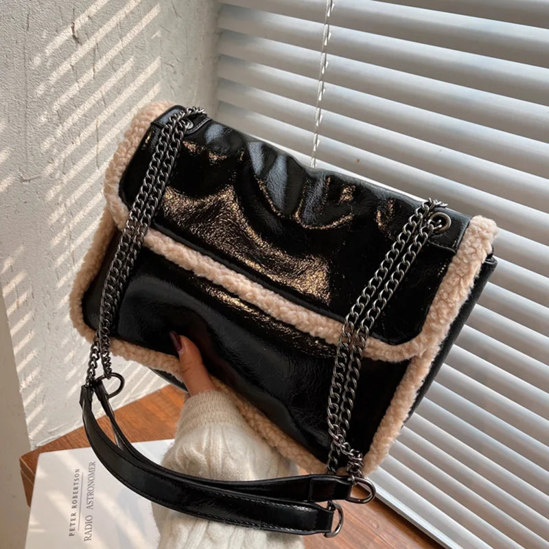 Winter Furry Lambswool Crossbody Shoulder Bag