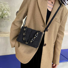 Winter Chain Handbags For Women Square Female Pu Leather Shoulder Bag