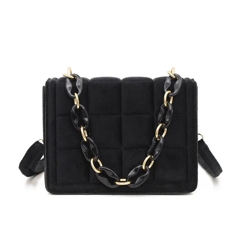 Winter Chain Handbags For Women Square Female Pu Leather Shoulder Bag