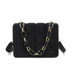 Winter Chain Handbags For Women Square Female Pu Leather Shoulder Bag