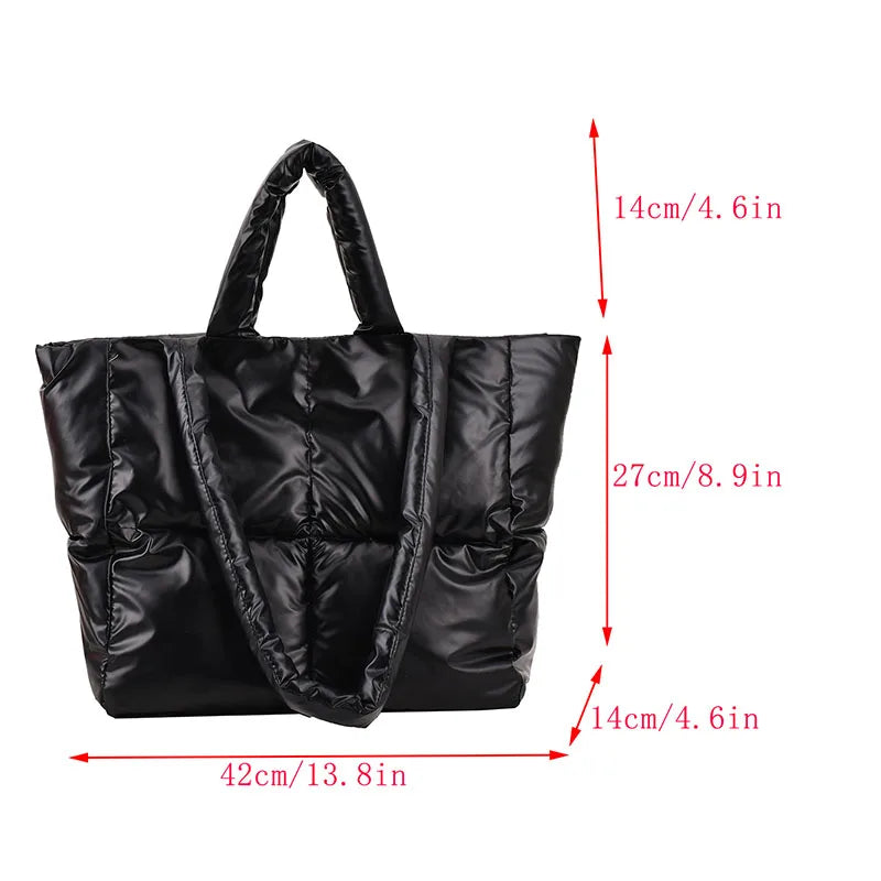 Winter Large Capacity Women Shoulder Bag Casual Tote Bag Down Ultralight Ladies