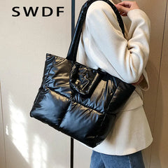 Winter Large Capacity Women Shoulder Bag Casual Tote Bag Down Ultralight Ladies