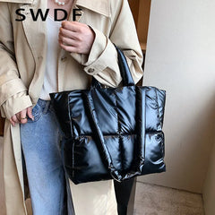 Winter Large Capacity Women Shoulder Bag Casual Tote Bag Down Ultralight Ladies
