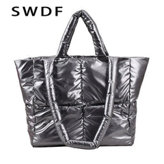 Winter Large Capacity Women Shoulder Bag Casual Tote Bag Down Ultralight Ladies