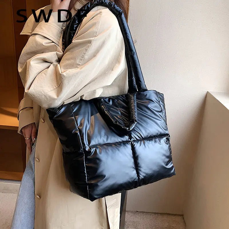 Winter Large Capacity Women Shoulder Bag Casual Tote Bag Down Ultralight Ladies