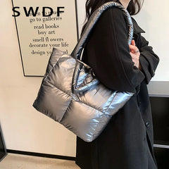 Winter Large Capacity Women Shoulder Bag Casual Tote Bag Down Ultralight Ladies