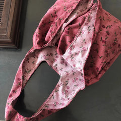 Winter Pink Rose Ladies Shoulder Bag Retro Corduroy Women Shopping Bags