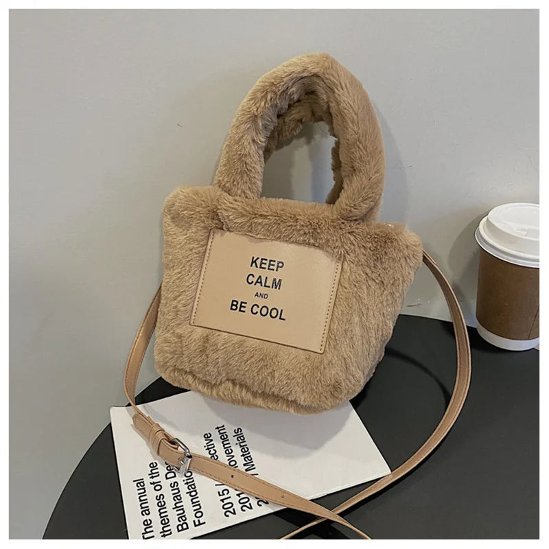 Winter Plush Shoulder Bag for Women Crossbody Small Handbag Clutch