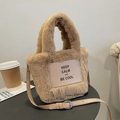 Winter Plush Shoulder Bag for Women Crossbody Small Handbag Clutch