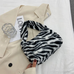 Plush Winter Shoulder Bag Soft Warm Fur Tote Purse For Women
