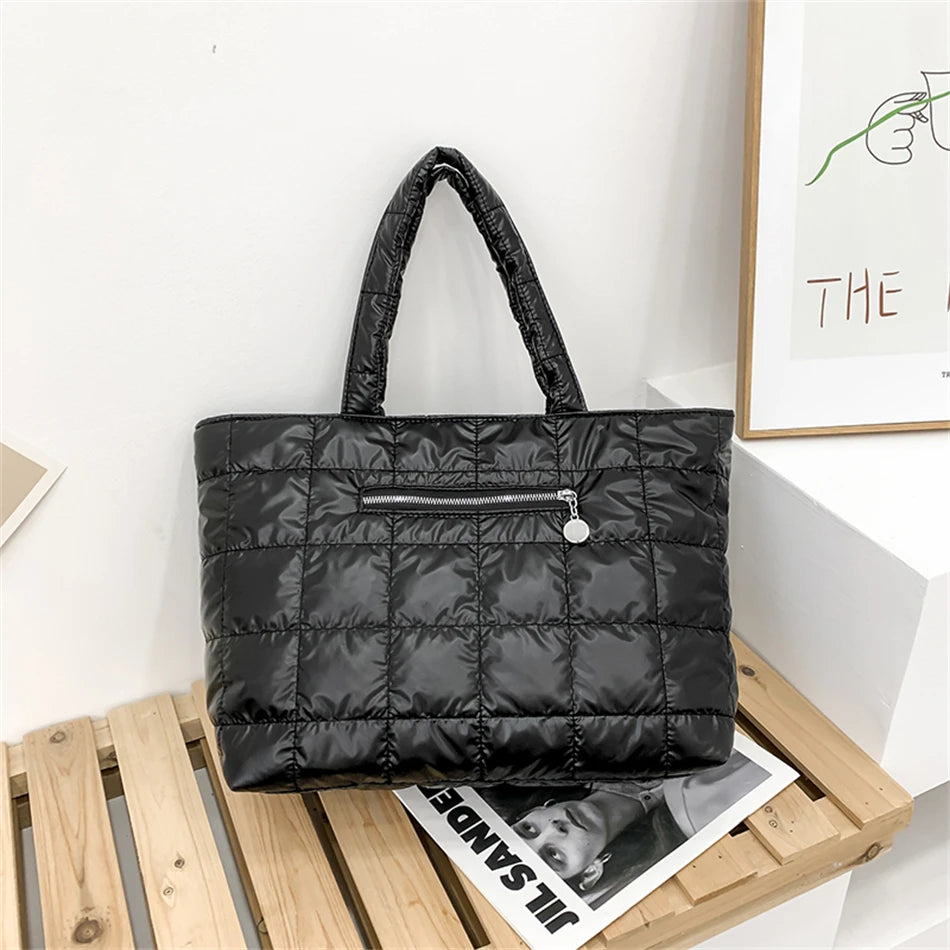 Winter Women Handbags High Down Fabric Padded Bag Large Capacity Shoulder Bags