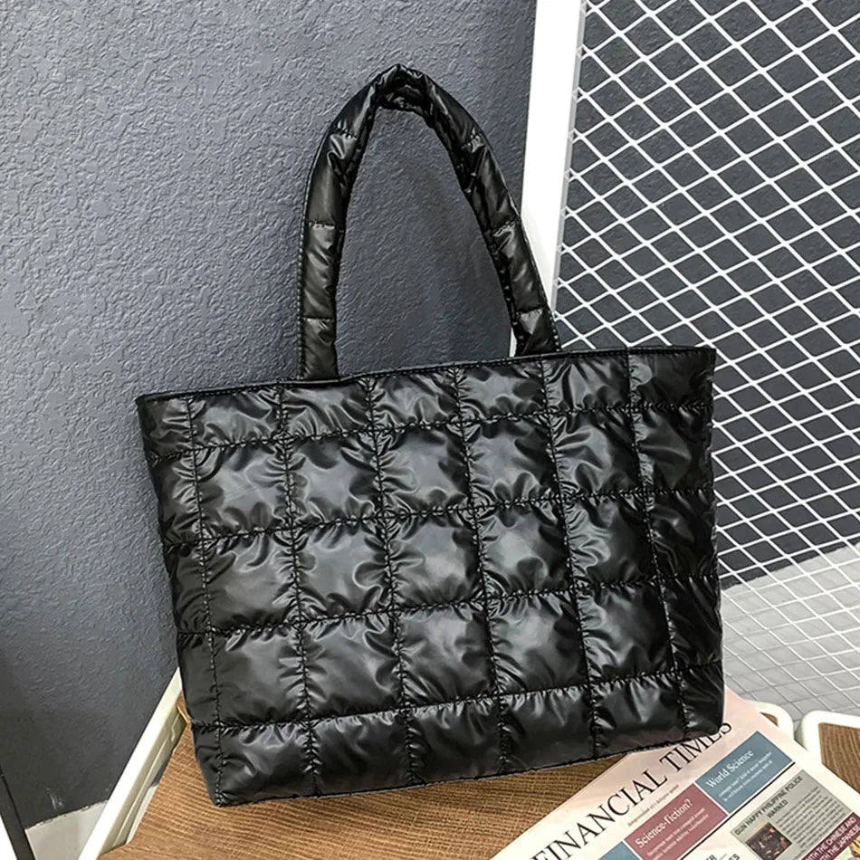 Winter Women Handbags High Down Fabric Padded Bag Large Capacity Shoulder Bags
