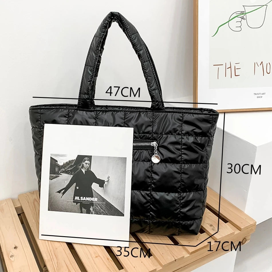 Winter Women Handbags High Down Fabric Padded Bag Large Capacity Shoulder Bags