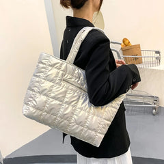 Winter Women Handbags High Down Fabric Padded Bag Large Capacity Shoulder Bags