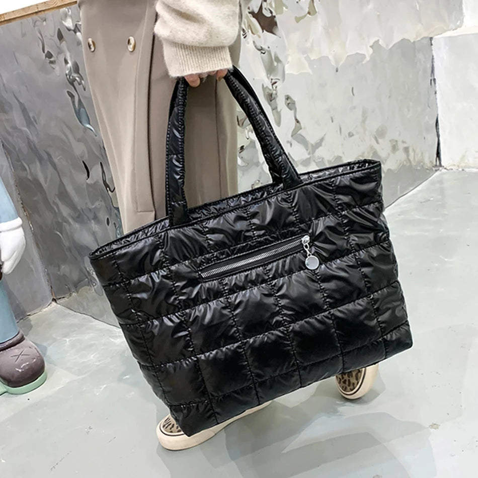 Winter Women Handbags High Down Fabric Padded Bag Large Capacity Shoulder Bags