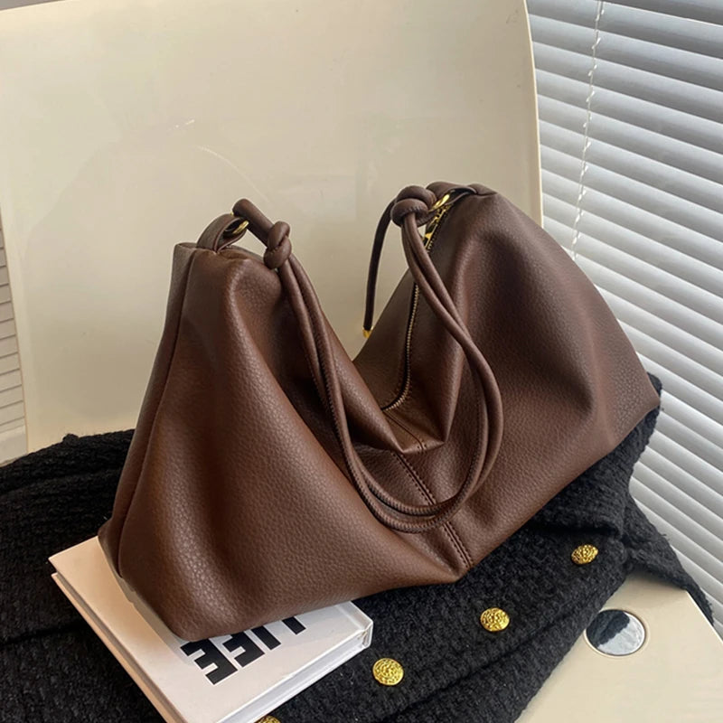 Winter Large Capacity Shoulder Bag For Women High PU Leather Shopper Handbag