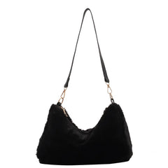 Winter Faux Fur Shoulder Bag for Women Soft Plush Tote Purse