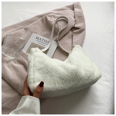 Soft Plush Shoulder Bag Faux Furry Tote Purse Handbag for Women