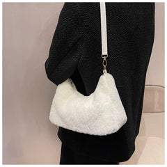 Soft Plush Shoulder Bag Faux Furry Tote Purse Handbag for Women