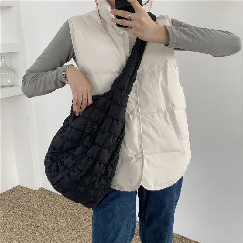 Winter Women's Plaid Shoulder Bag Large Capacity Retro Messenger Tote Handbags