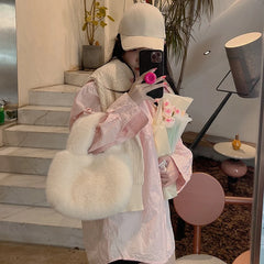 Women's Faux Fur Shoulder Bag Soft Plush Top-handle Tote Bags Small Purse