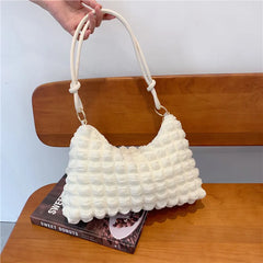Winter Women's Plaid Handbag, Soft Cotton Shoulder Bag