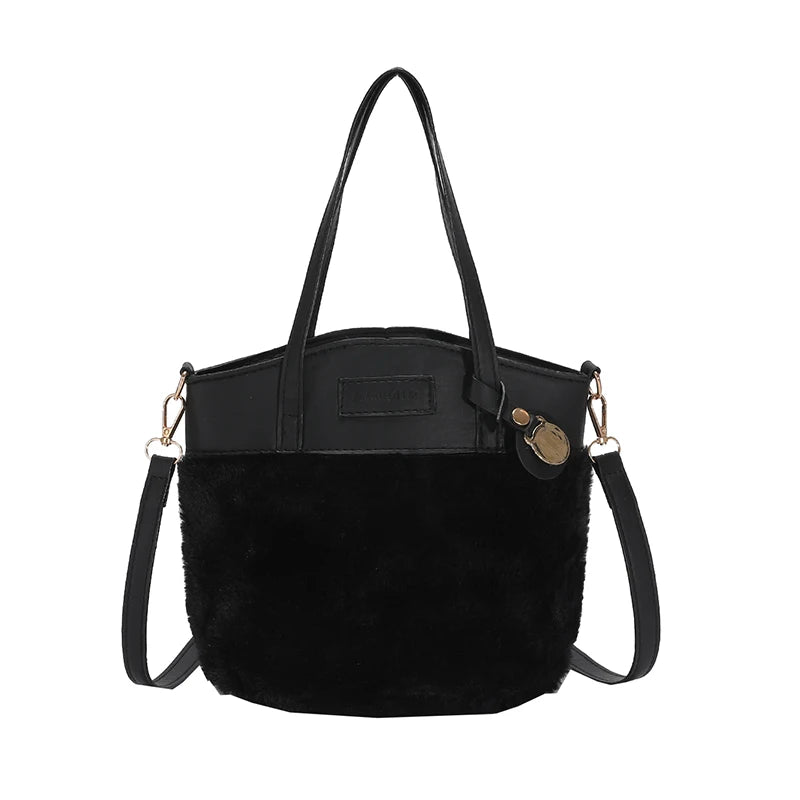 Winter Faux Fur Bucket Women's Shoulder Bags Clutch Bags Ladies Crossbody Bag