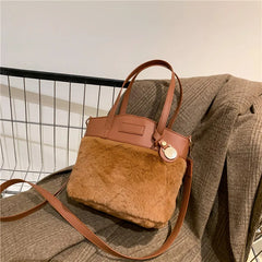 Winter Faux Fur Bucket Women's Shoulder Bags Clutch Bags Ladies Crossbody Bag