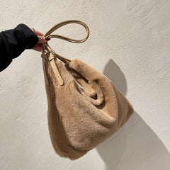 Winter Faux Fur Women's Shoulder Bag Soft Plush Handbags Large Capacity Tote
