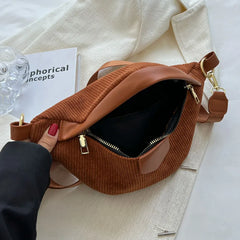 Winter Female Corduroy Fanny Pack Ladies Shoulder Crossbody Bag